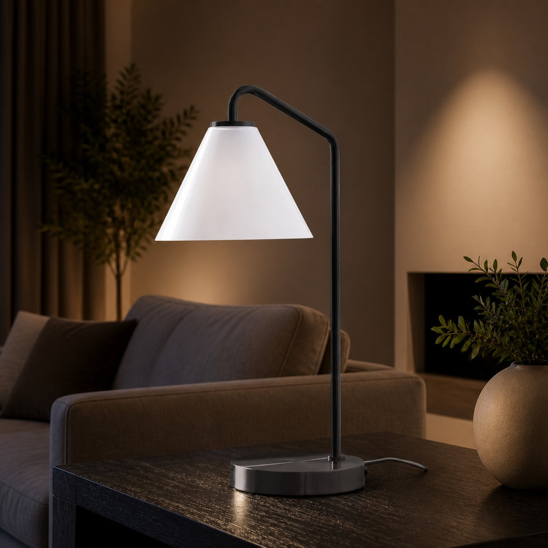 Conica Sculptural Cone Table Lamp - Modern Glass Lighting for Bedroom or Desk