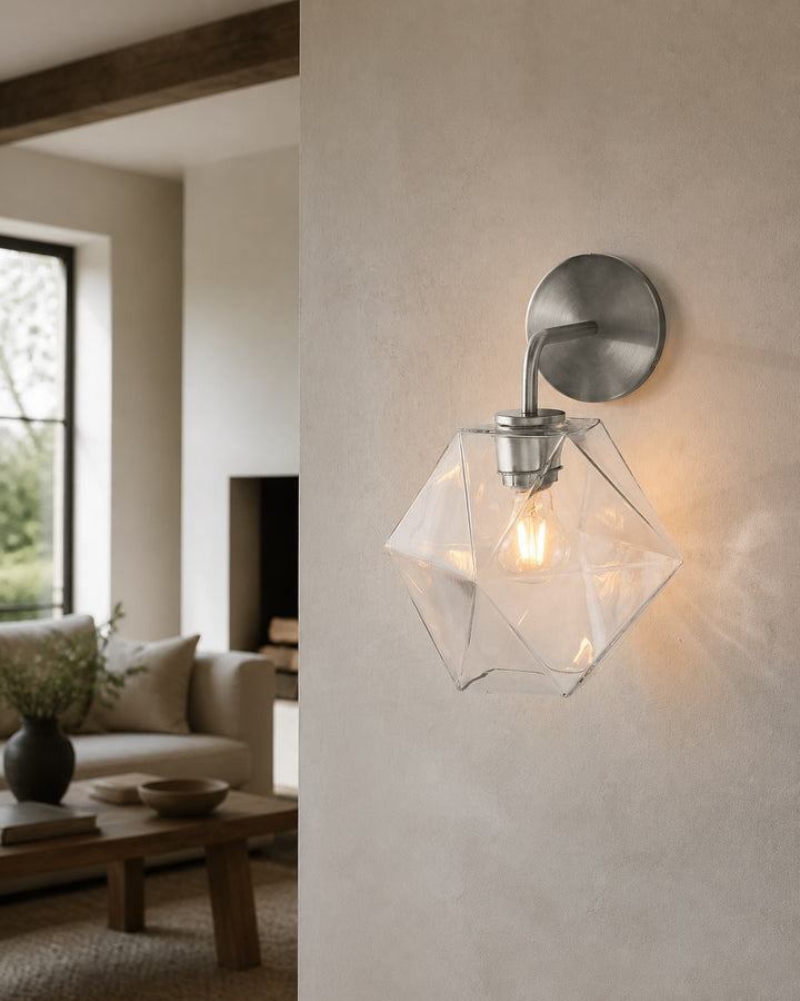 Talvior Geometric Modern Bathroom Sconce - Faceted Shade Light in Luxe Finishes