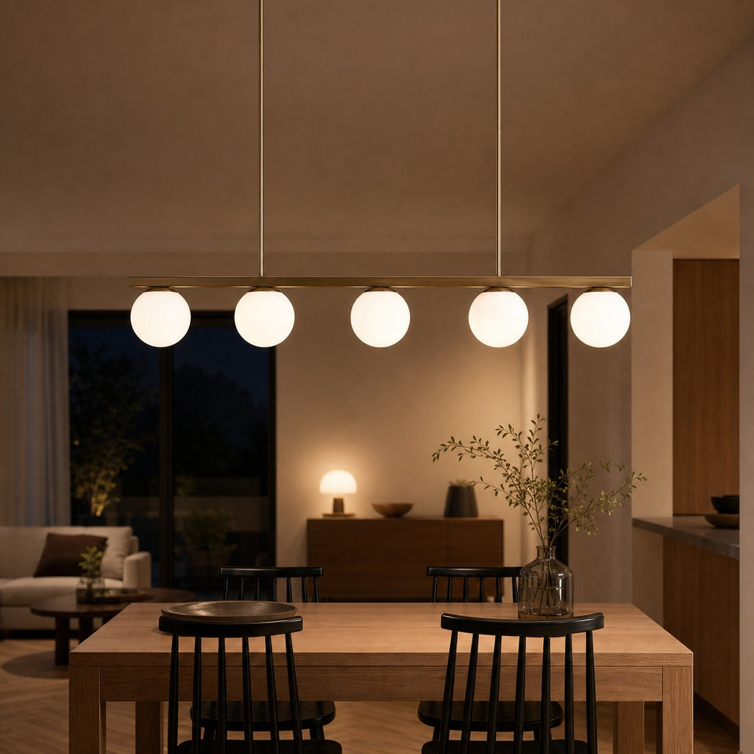 Brelia Round Light Chandelier - Modern Milk Glass Globe Ceiling Light