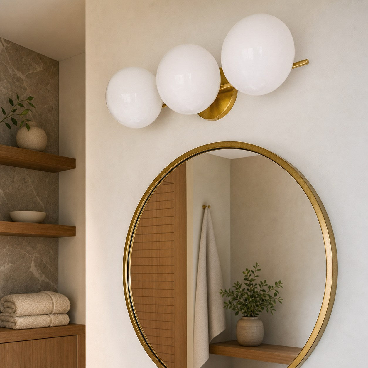 Alessora Mid-Century Modern 3-Light Wall Sconce - Metal Frame White Glass Globes