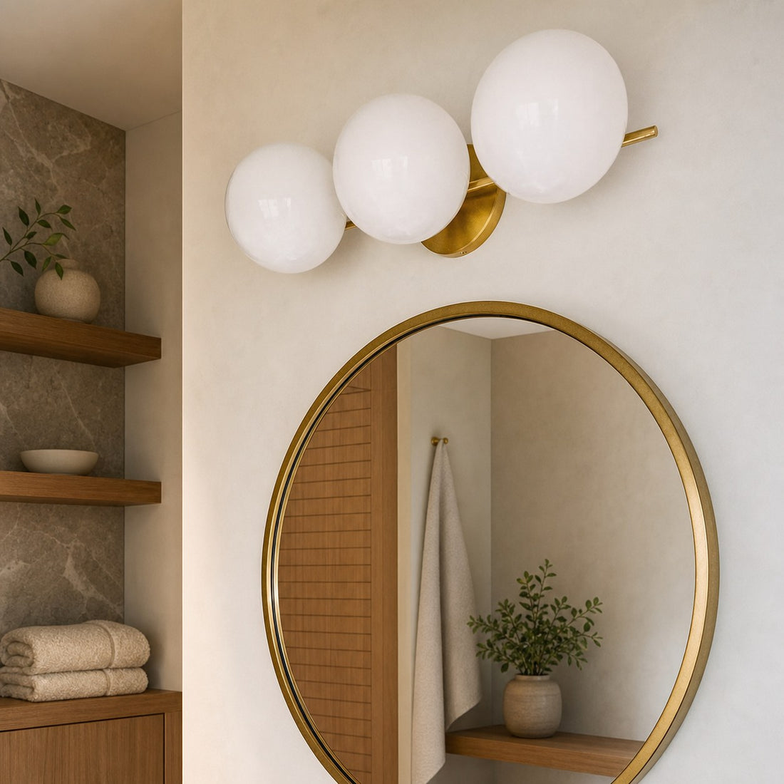 Alessora Mid-Century Modern 3-Light Wall Sconce - Metal Frame White Glass Globes