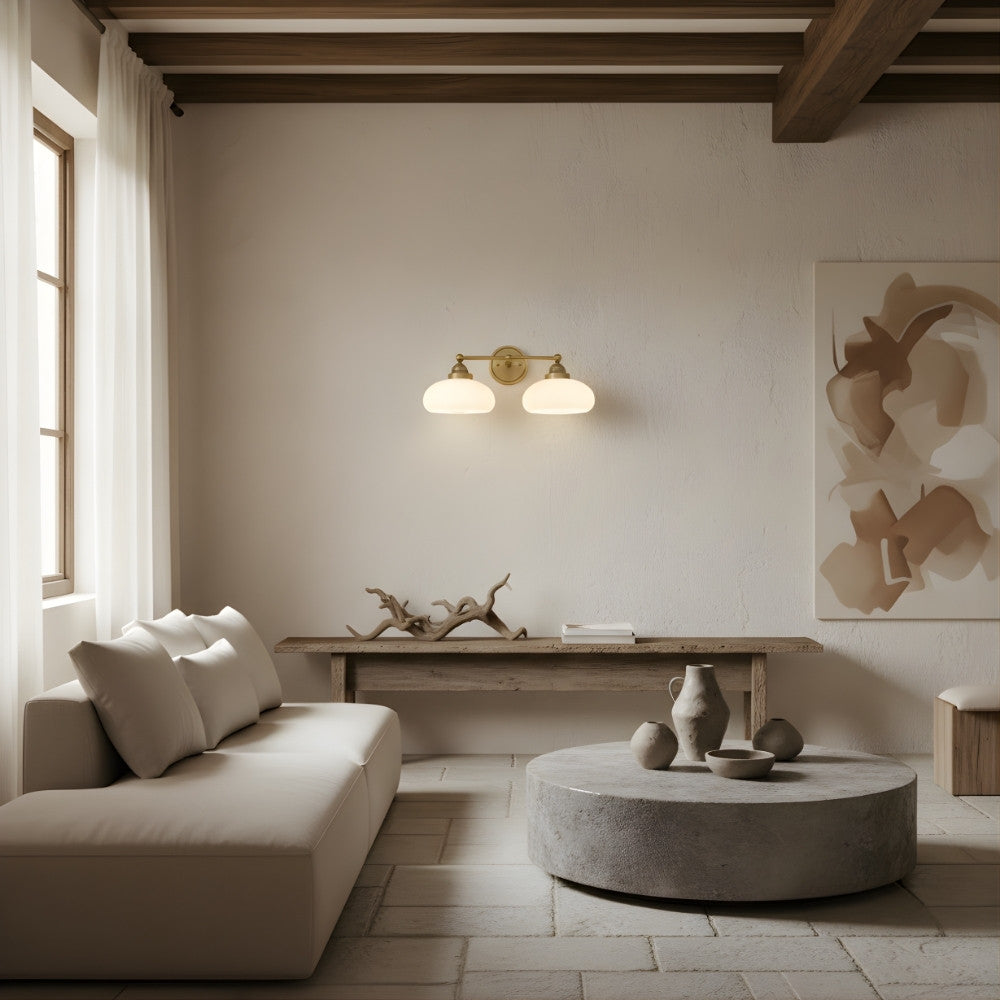 Riven Wall Lamp - Vintage Industrial Milk White Glass Shade for Indoor