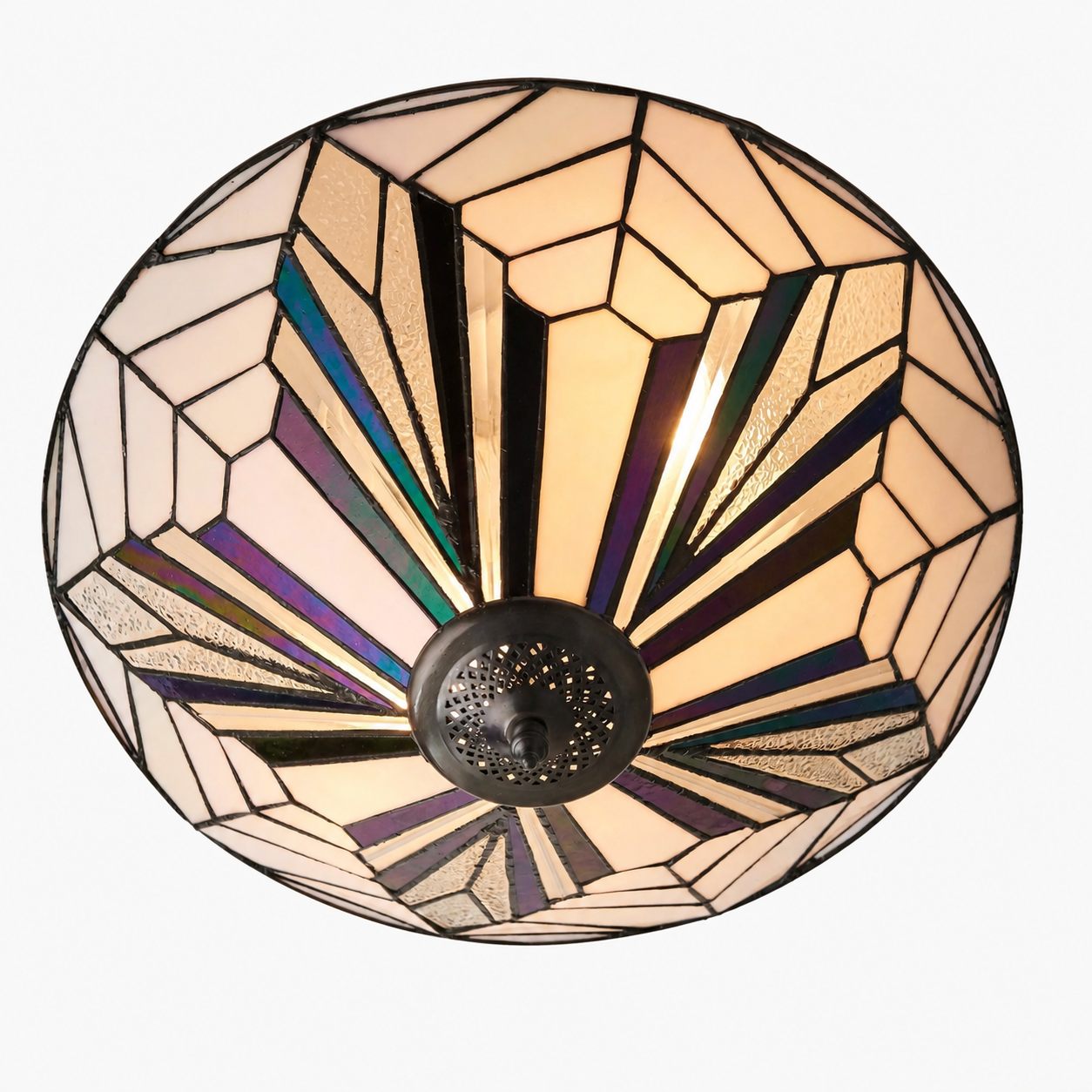 TiffStar Elegant Art Glass Flush Ceiling Light - Vintage-Inspired Ceiling Fixture for Home Interiors