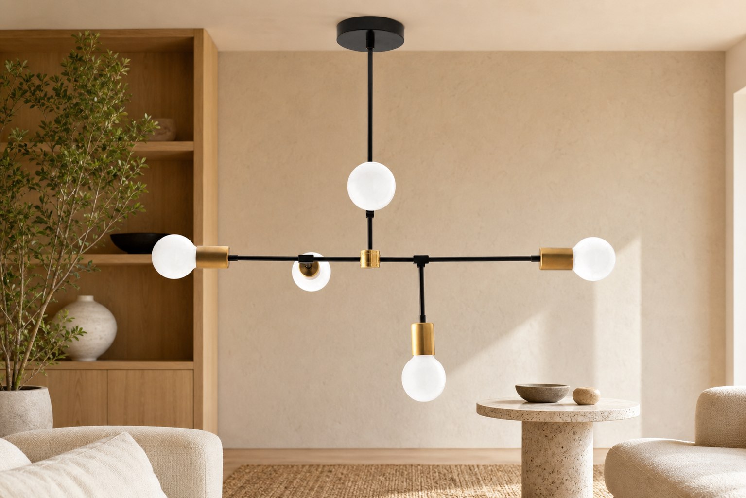 Mobilux Line 5 Light Chandelier - Modern Ceiling Hanging Lamp for Dining Room