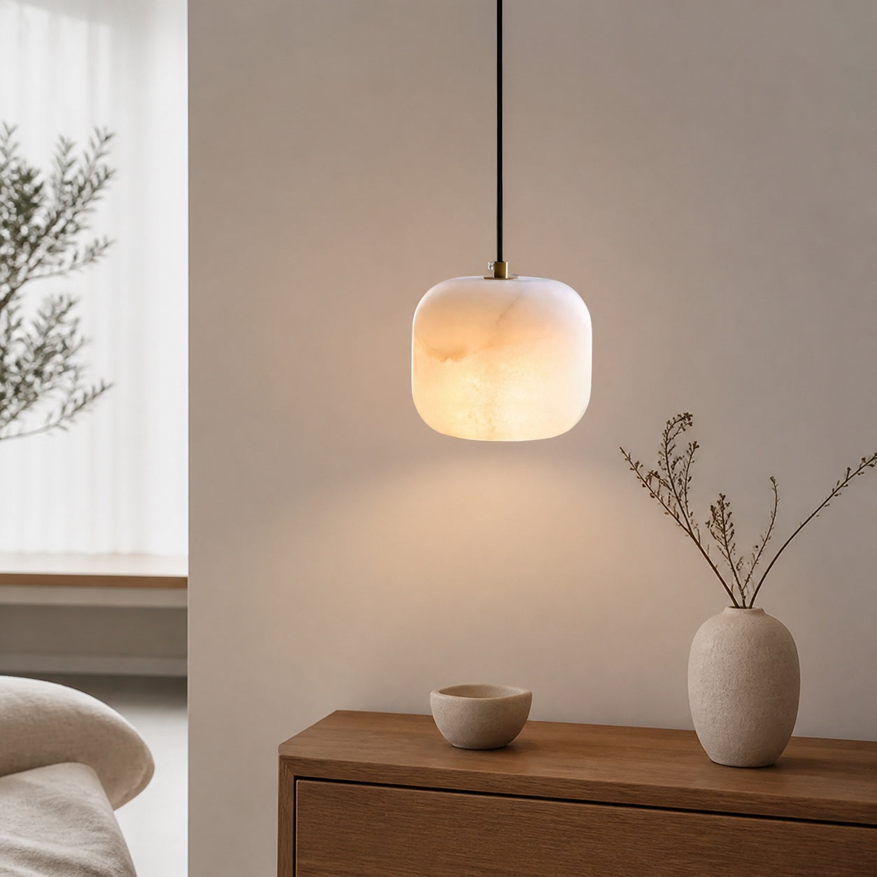 Alabaster Bedside Pendant Light