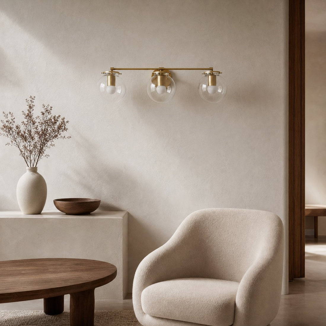 Glorica Glass 3 Shade Globe Vanity Light - Soft Bathroom Light Fixture