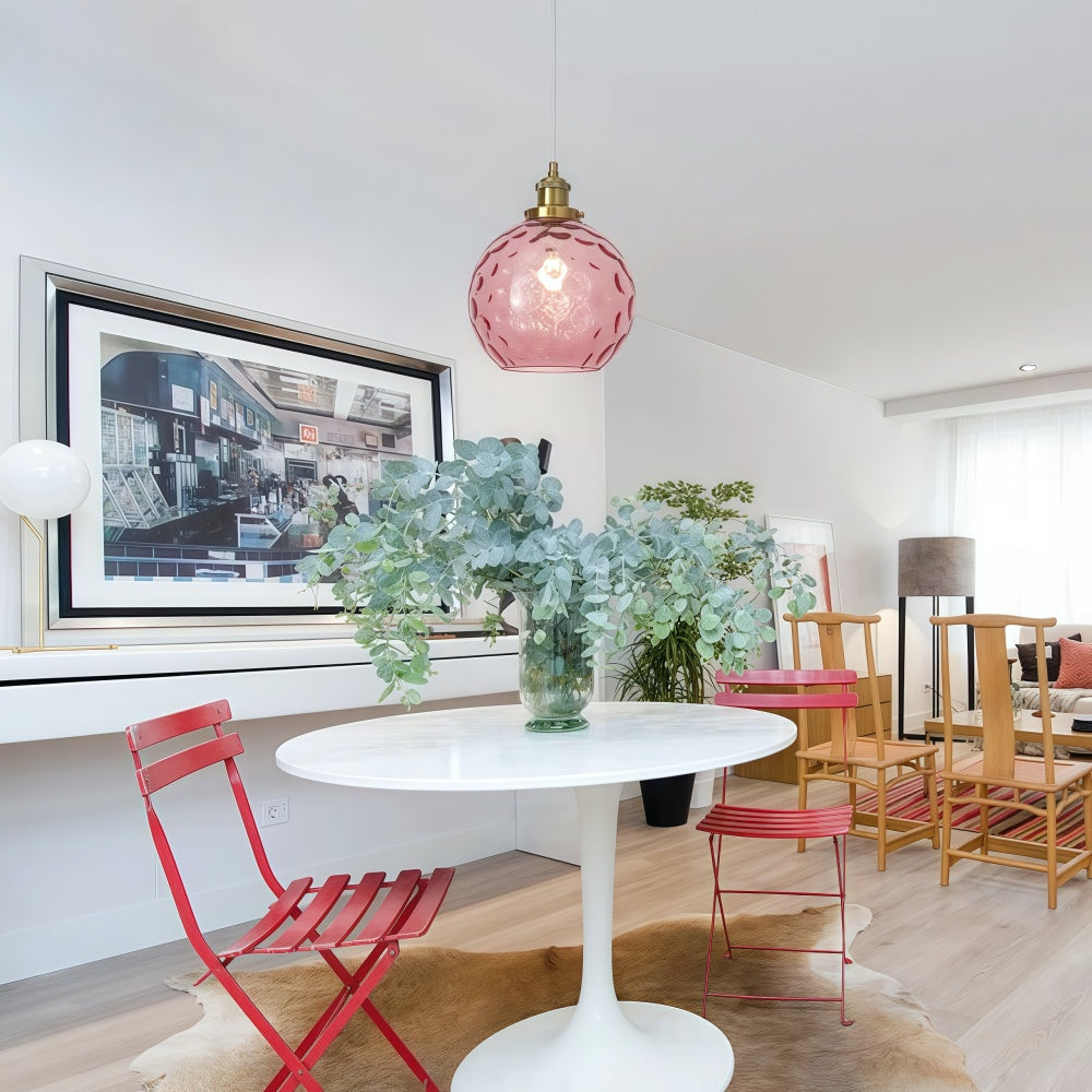 Single Hammered Glass Globe Pendant Light