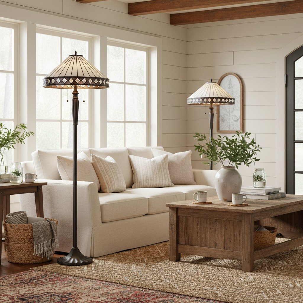 TF Fargo Geometric Art Deco Tiffany Floor Lamp for Living Room Corner Lighting