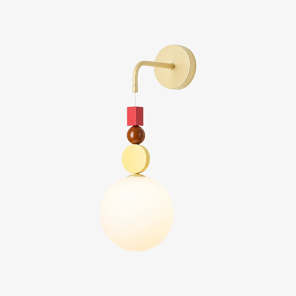 Luma suspended geometry wall sconce Shade A in Cream White