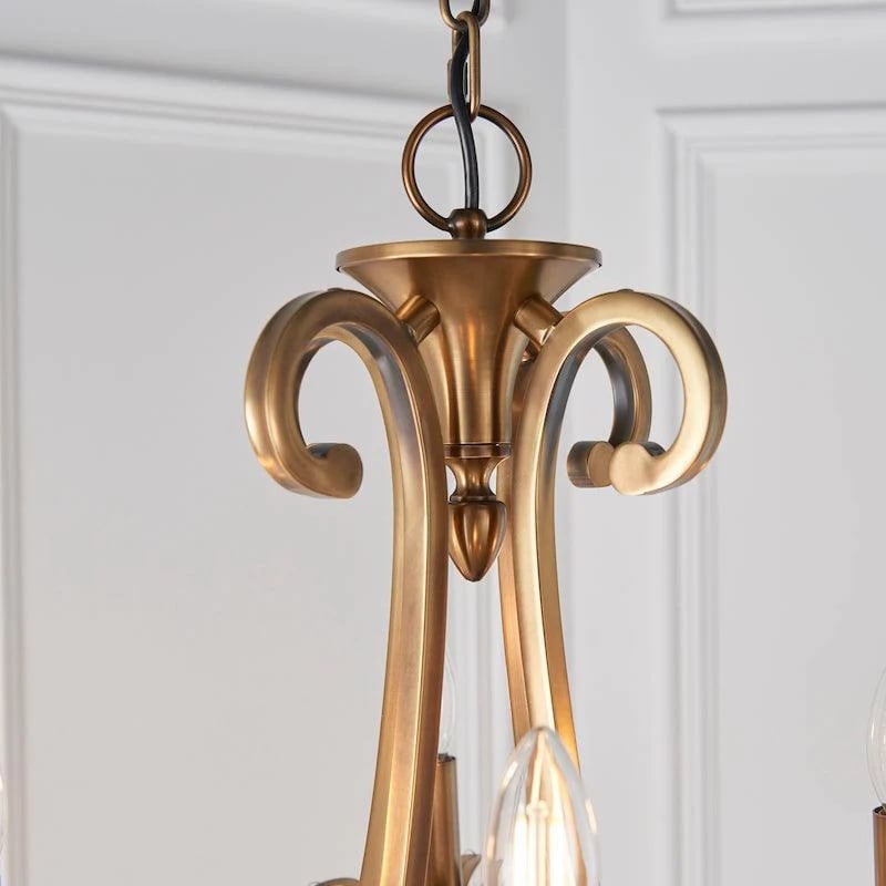 Talonis Multi-light Fabric Chandelier - Elegant Metal Curved Arms for Dining and Living
