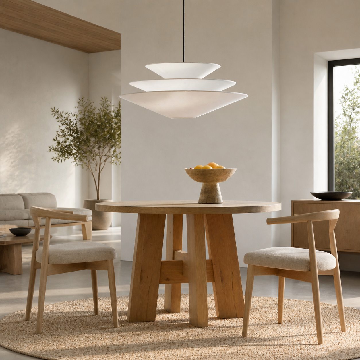 Solivara Pendant – Linen Pendant Light – Layered Shade