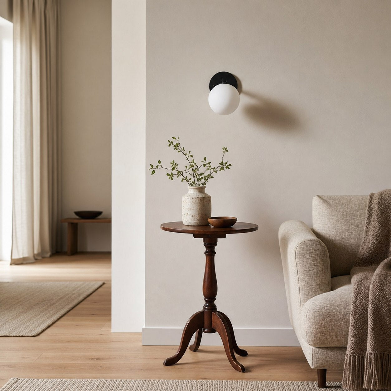 Glorica Glass Wall Sconce - Frosted Globe Light