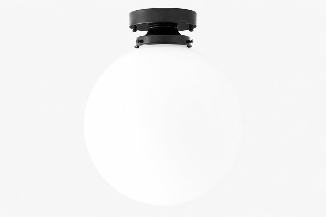 Glorica Glass 12 Inch Globe Ceiling Light - Frosted Glass Art Deco Pendant And Flush Mount