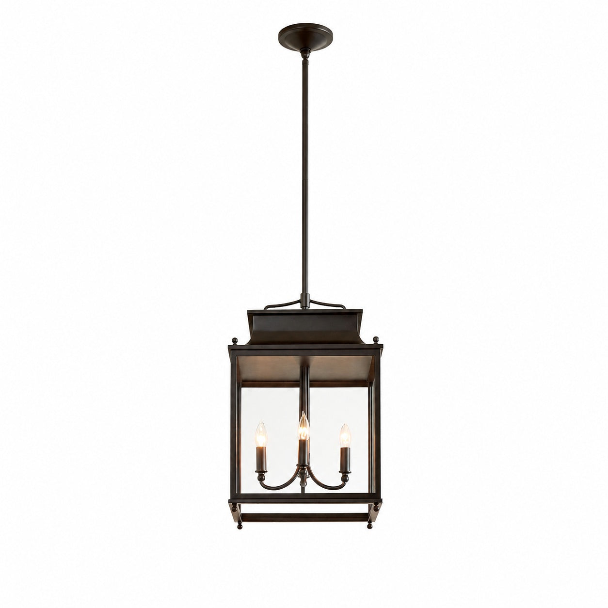 Yolvira Modern Outdoor Lantern Pendant - Metal Hanging Light for Exteriors