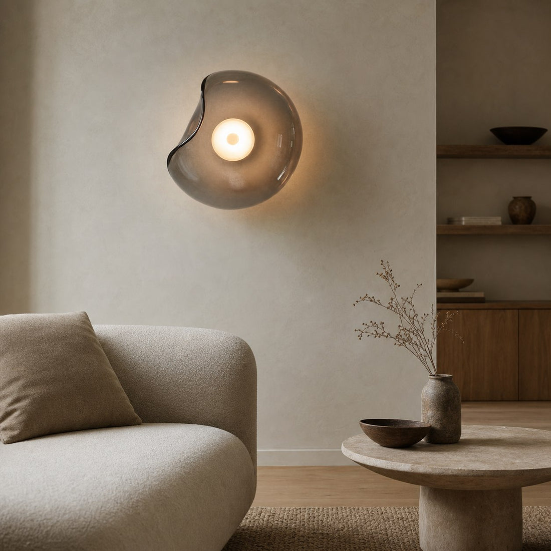 Lunacrest Curved Nebula Inspired Wall Light – Artistic Glass Lighting for Hallway