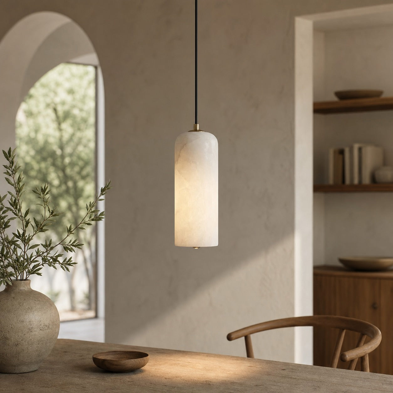 Alabresca Mid Century Alabaster Pendant Light – Multi Head Hanging Lamp for Kitchen Island
