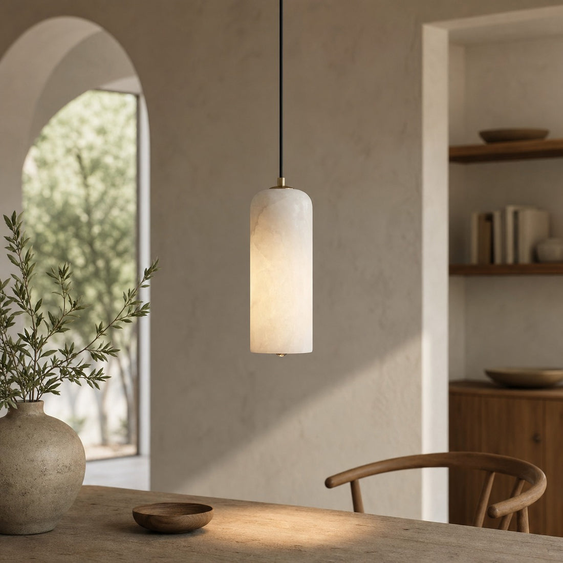 Alabresca Mid Century Alabaster Pendant Light – Multi Head Hanging Lamp for Kitchen Island