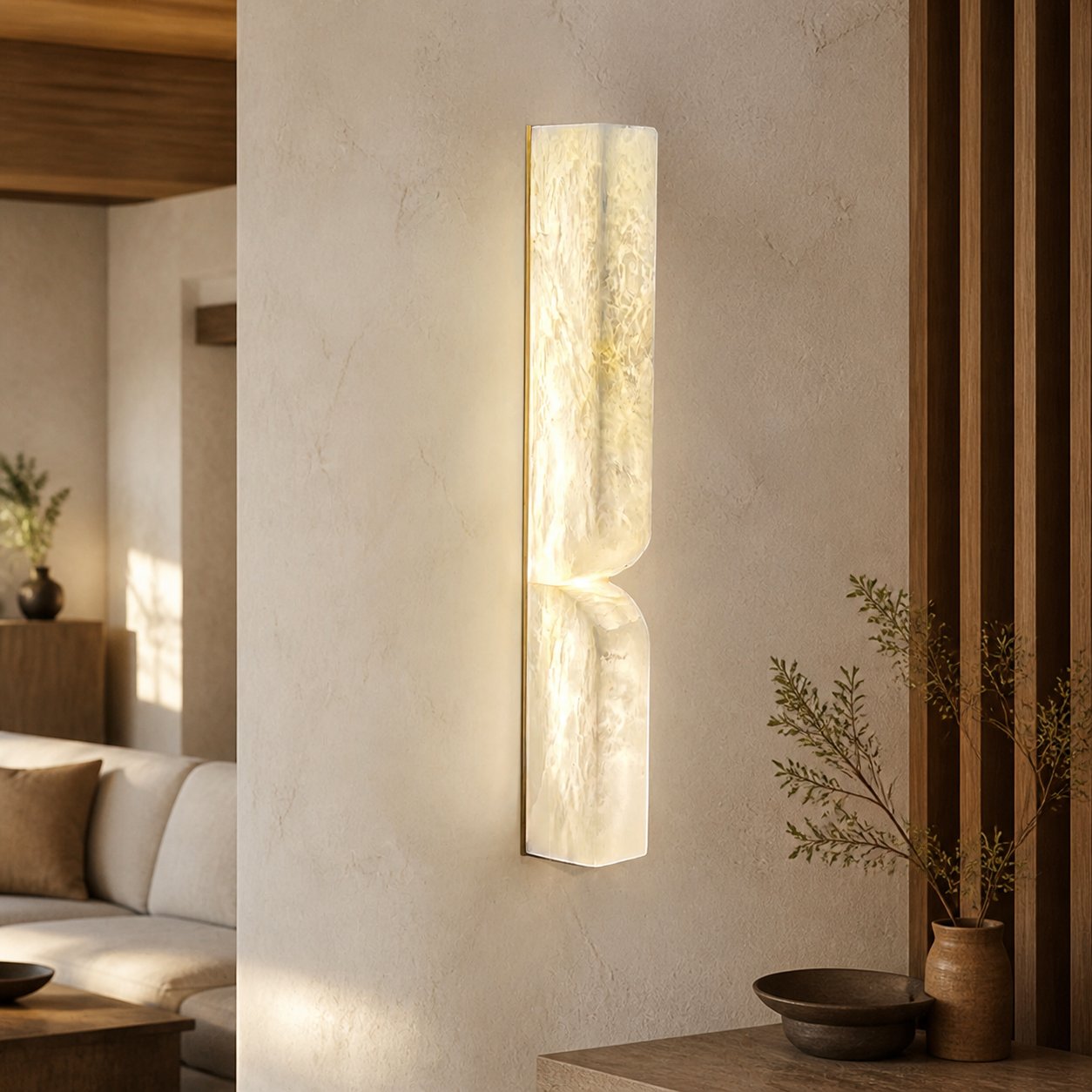 Modern Rectangular Alabaster Wall Lamp – Minimalist Sconce for Bedroom Hallway Living Room