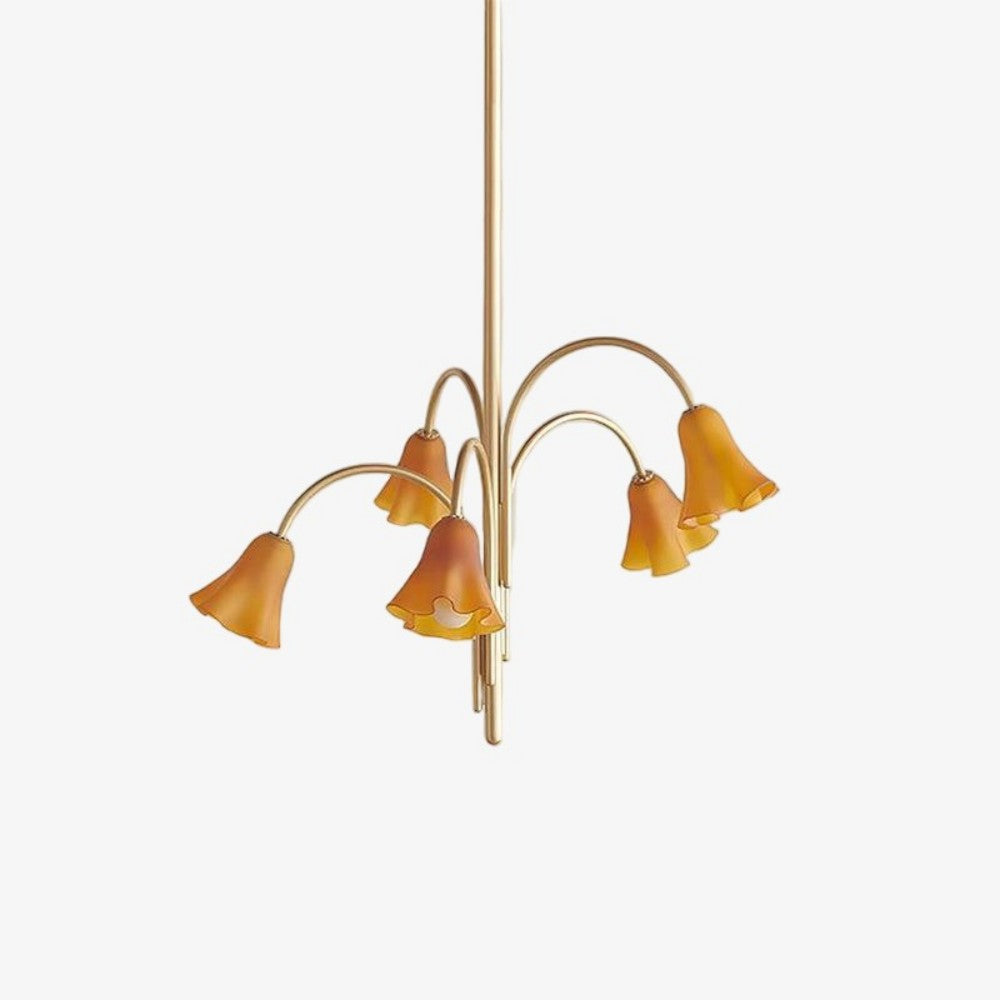 Bellina Modern Romantic Chandelier - Botanical Lily Design with Glass Flowers