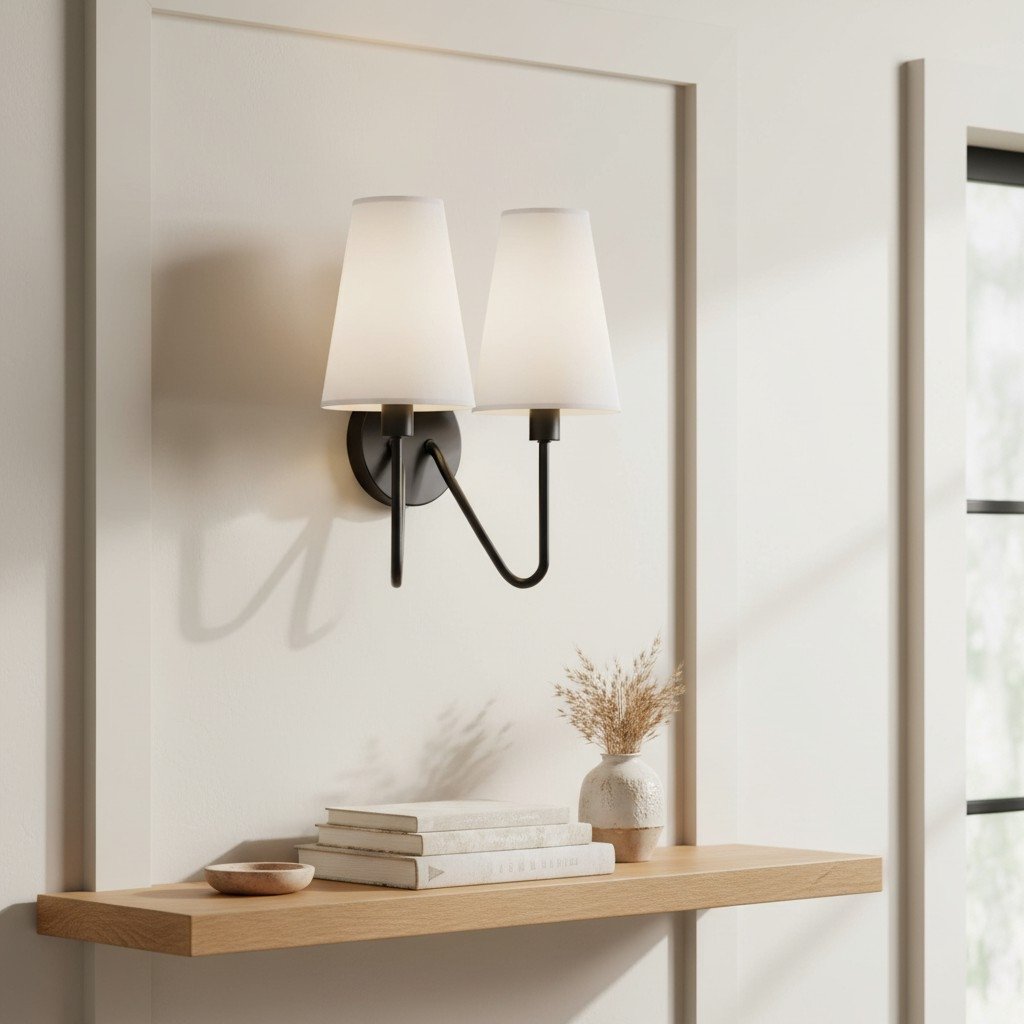 Arcuma Vintage Inspired Metal Wall Sconce - Handcrafted Fabric Shade for Bedroom