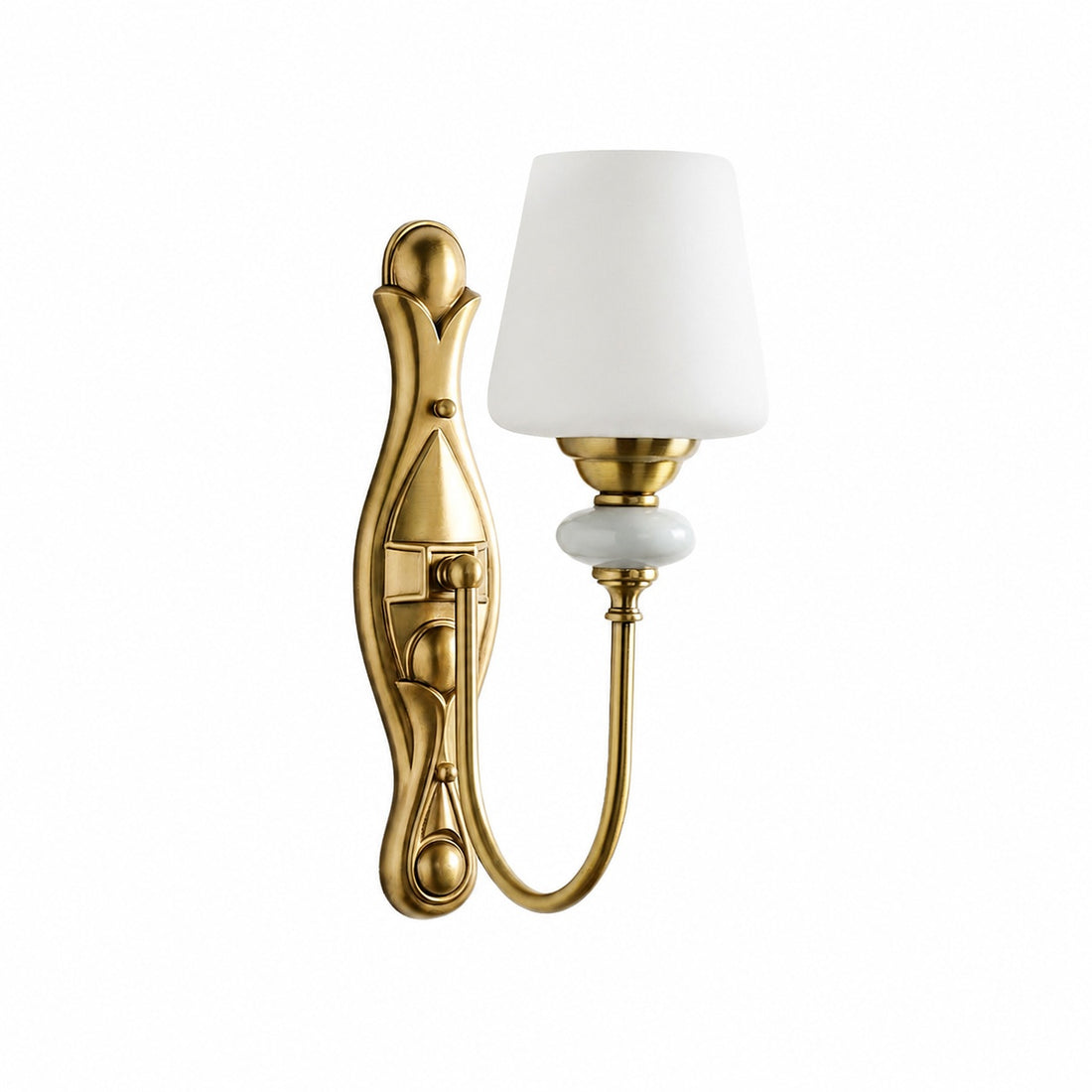 Rowanea Ceramic Wall Sconce with Fabric Shade and Metal Finish – Farmhouse Modern Hallway Light