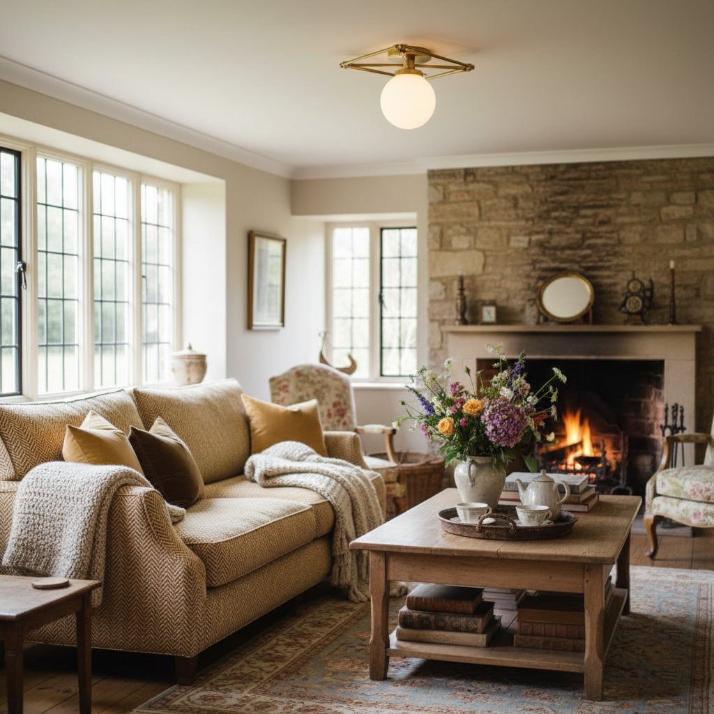 Glorica Glass Geometric Brass Ceiling Light - Hand-Blown Globe Design