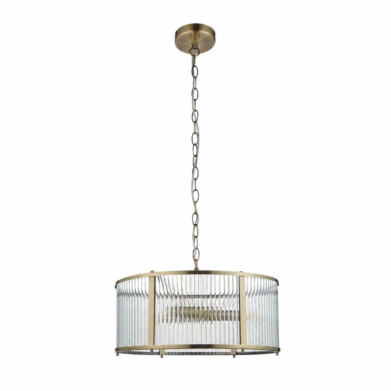 RibGlow Ribbed Glass Pendant Light - Antique Style Pendant Light for Dining Room