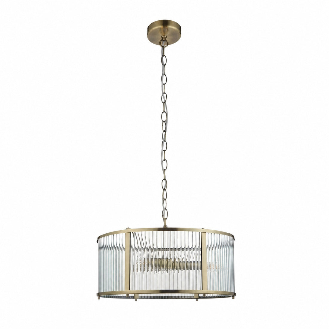 RibGlow Ribbed Glass Pendant Light - Antique Style Pendant Light for Dining Room