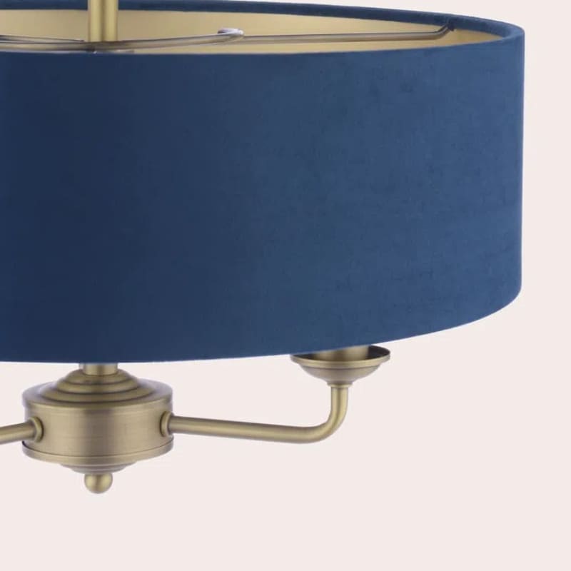 Matt Antique Brass 3 - Light Drum Light- Semi Flush Ceiling Light
