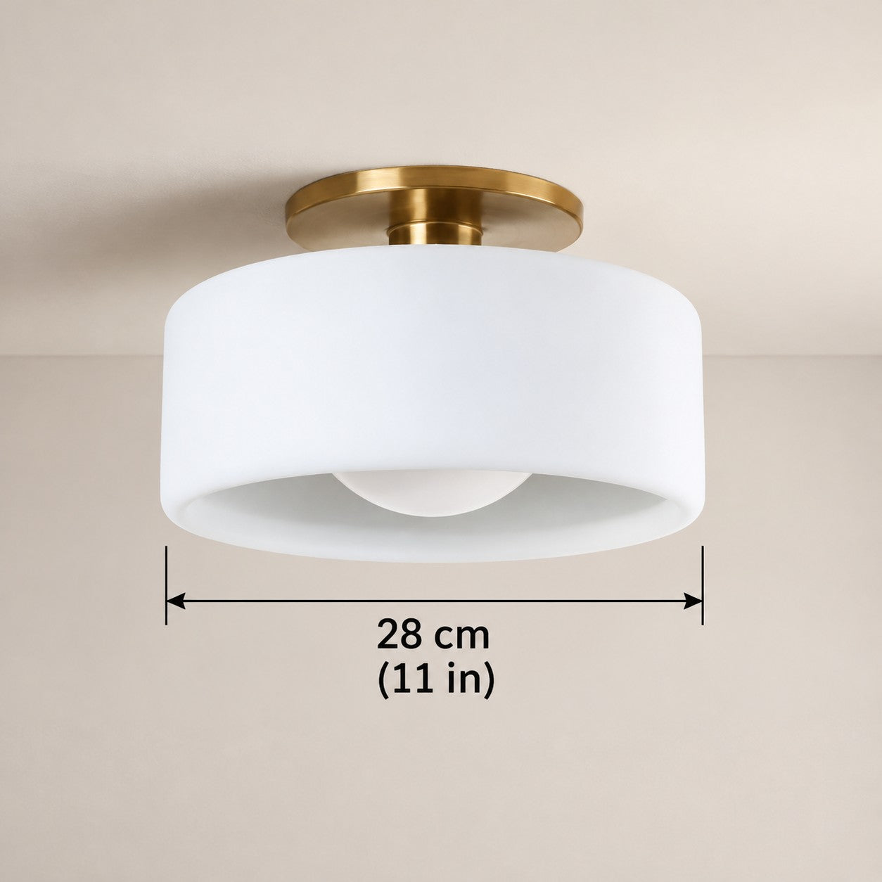 Cerova flush mount dimensions, 11 inches / 28 cm