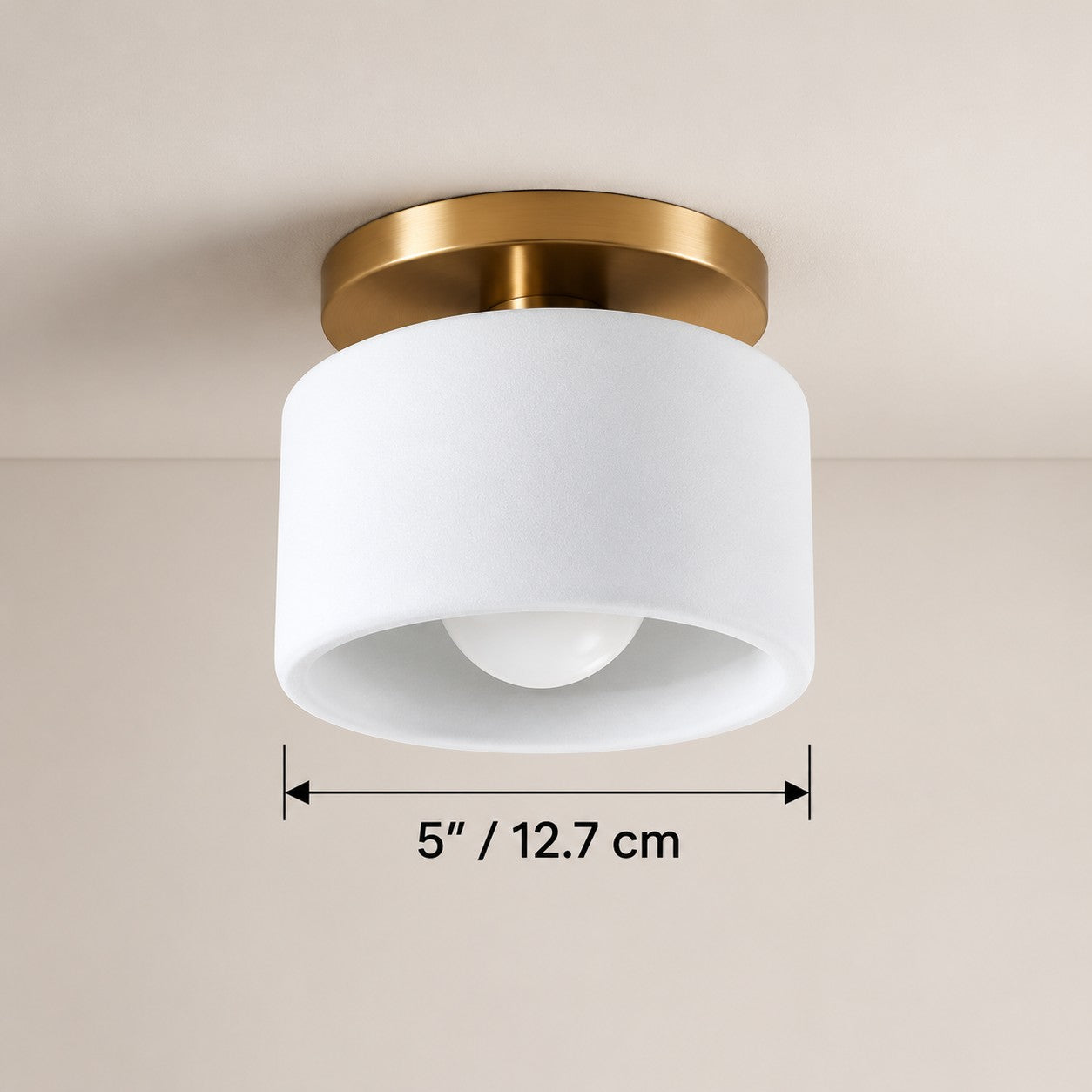 Cerova flush mount dimensions, 5 inches / 12.7 cm
