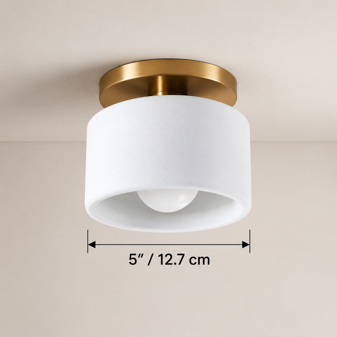 Cerova flush mount dimensions, 5 inches / 12.7 cm
