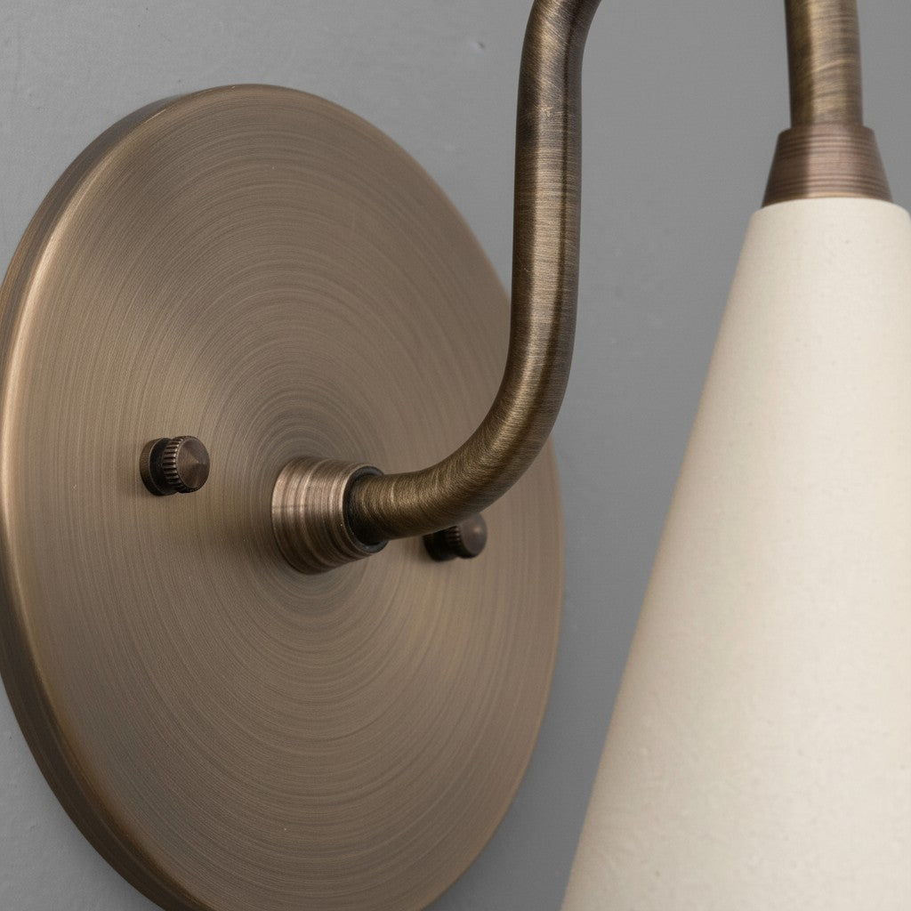 Curva Metal Cone Shade Sconce – Vintage Brass Wall Light for Entryway or Stairwell