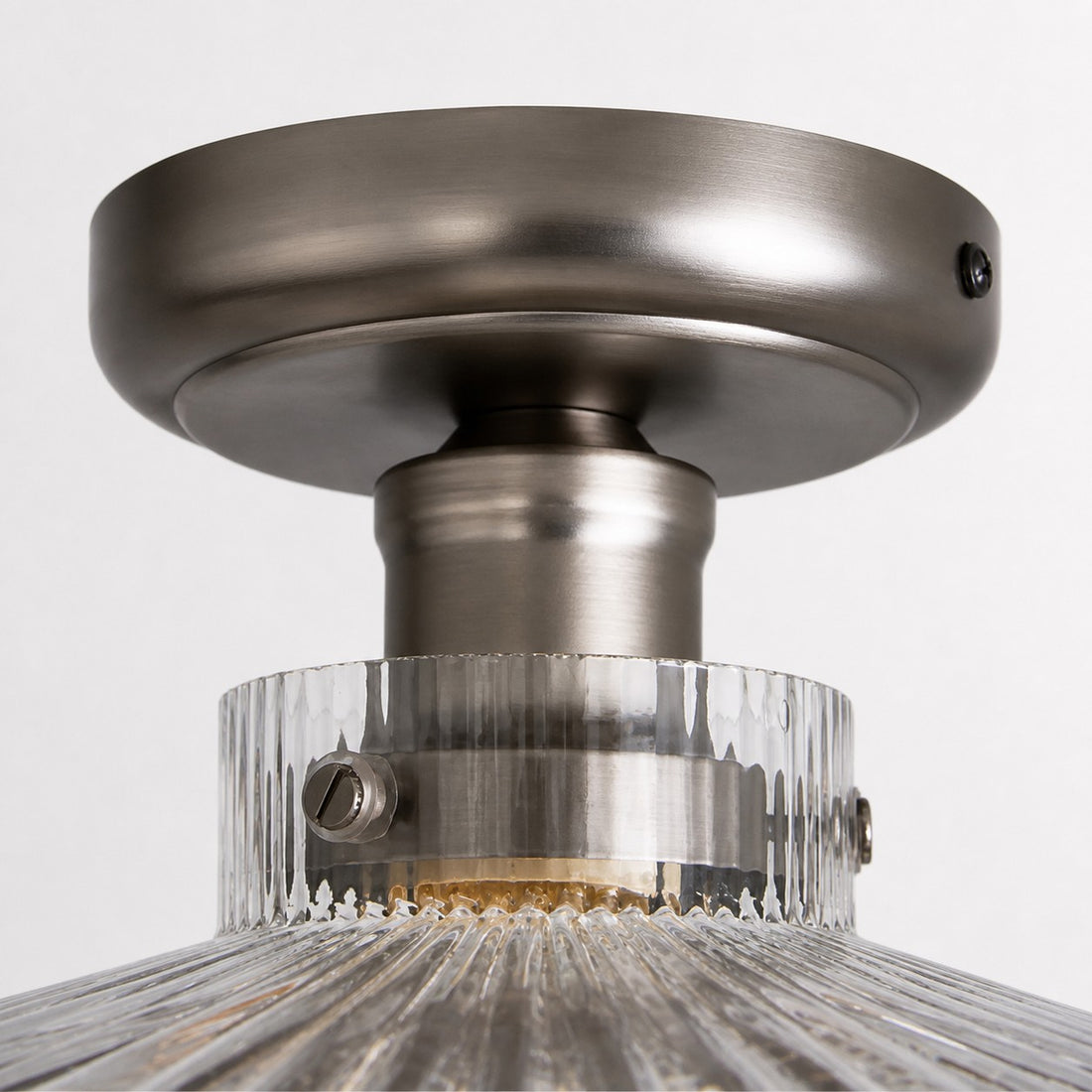 Ribora Vintage - Inspired Ribbed Glass Ceiling Lamp - Industrial Style Flush Mount for Modern Interiors U05
