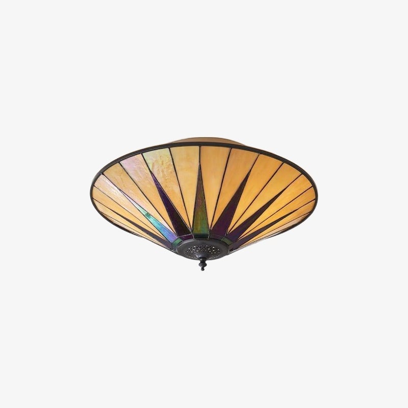 TiffStar Elegant Art Glass Flush Ceiling Light - Vintage-Inspired Ceiling Fixture for Home Interiors