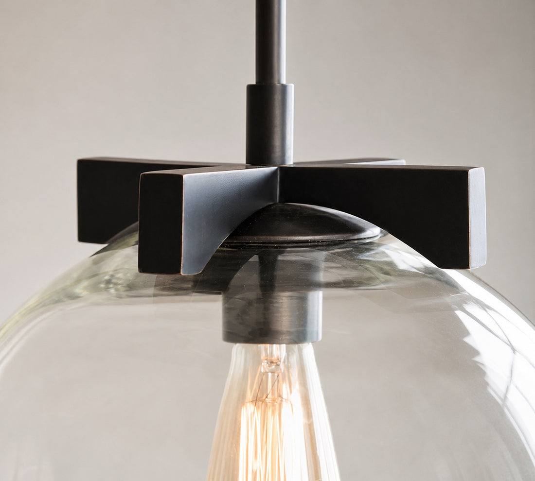 Auria Metal Brass Pendant Lighting - Vintage Finish with Glass Shade