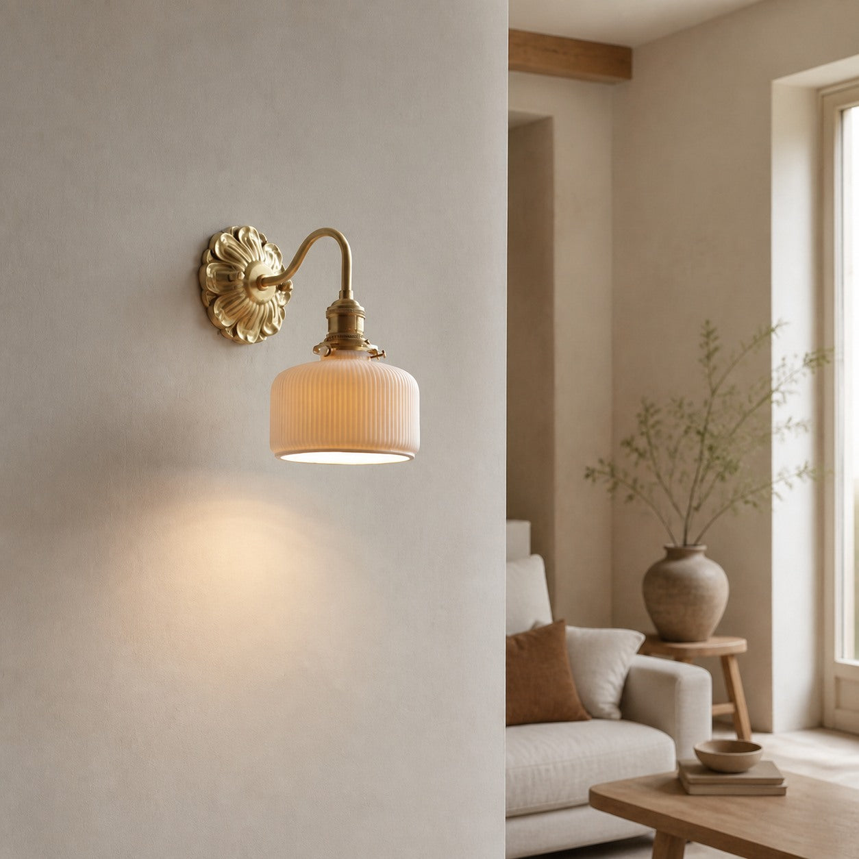 Brass Ceramic Wall Light