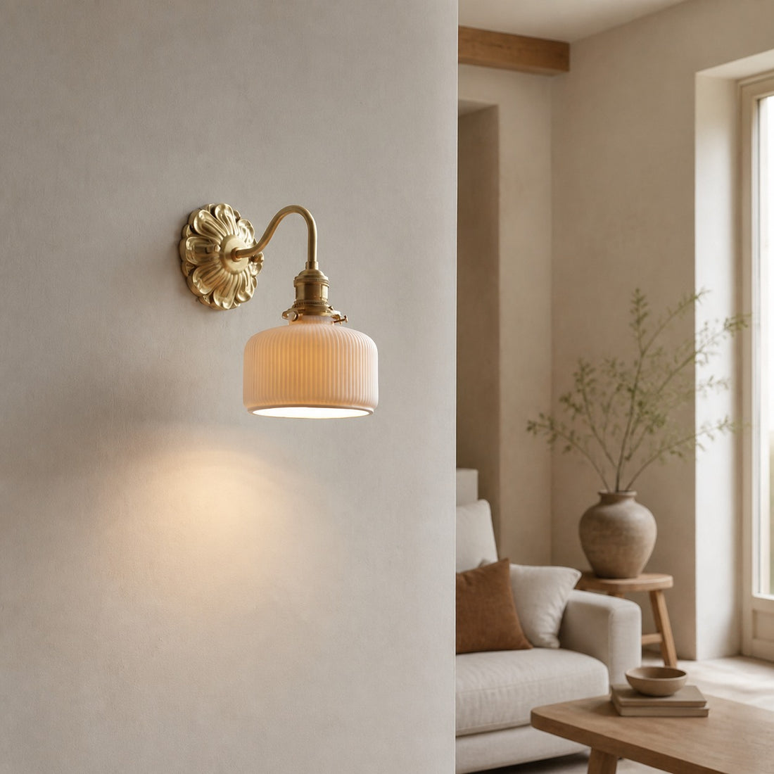 Brass Ceramic Wall Light
