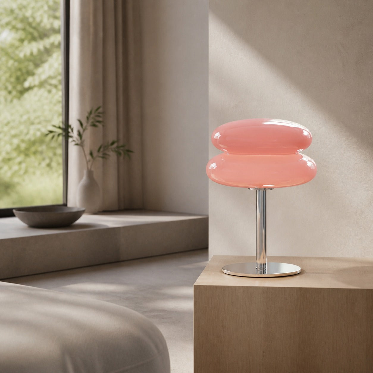 Glasentro Bauhaus Table Lamp Geometric Glass Design Modern Accent for Living Room N12