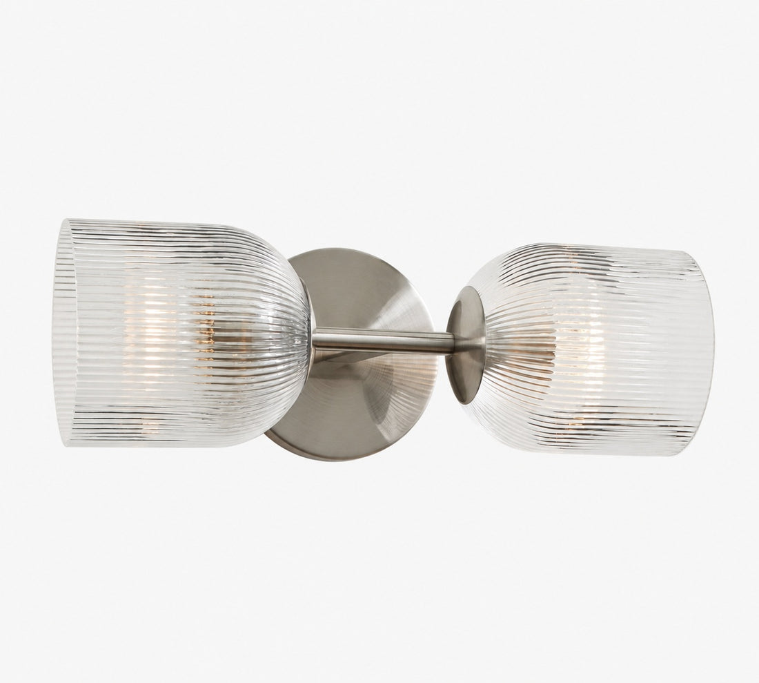 Bravira Ribbed Glass Sconce - Metal Wall Light with Clear Glass Shade