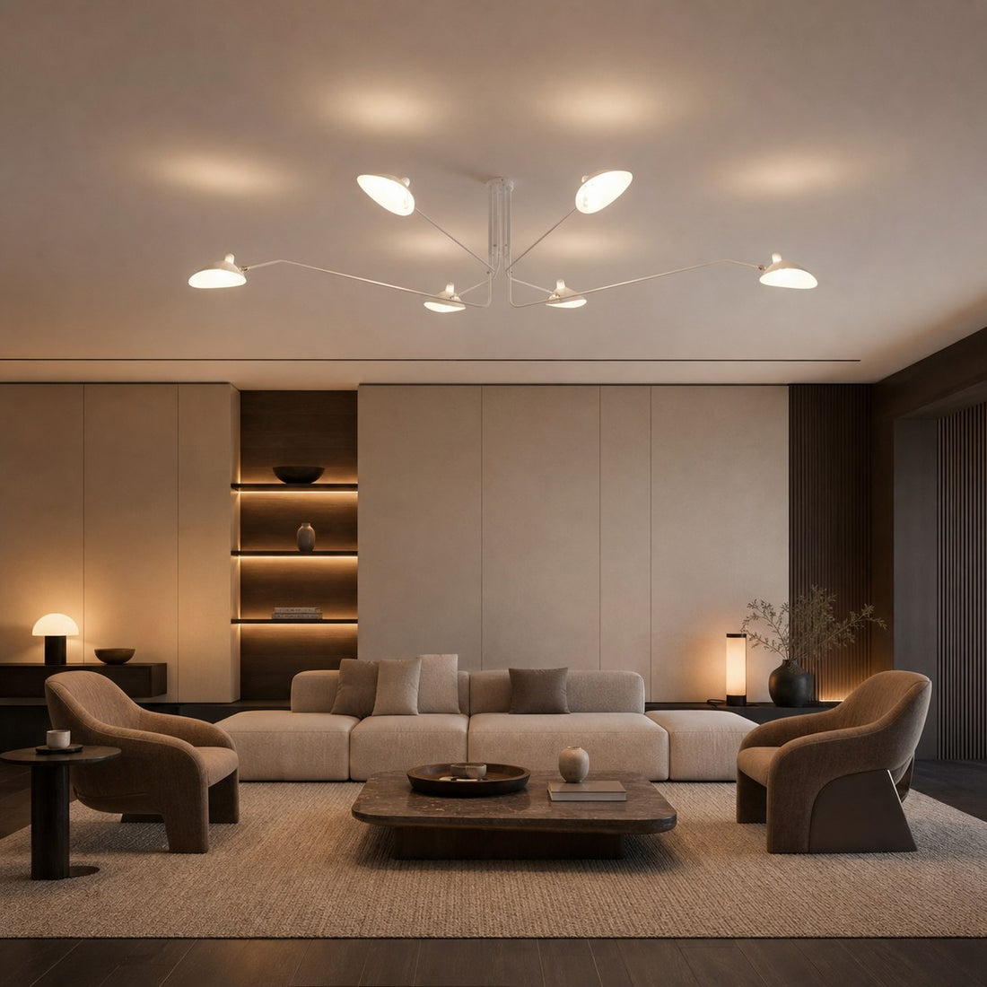 Arclume Arc Ceiling Lamp – Sculptural Design with Adjustable Arms for Modern Spaces N43