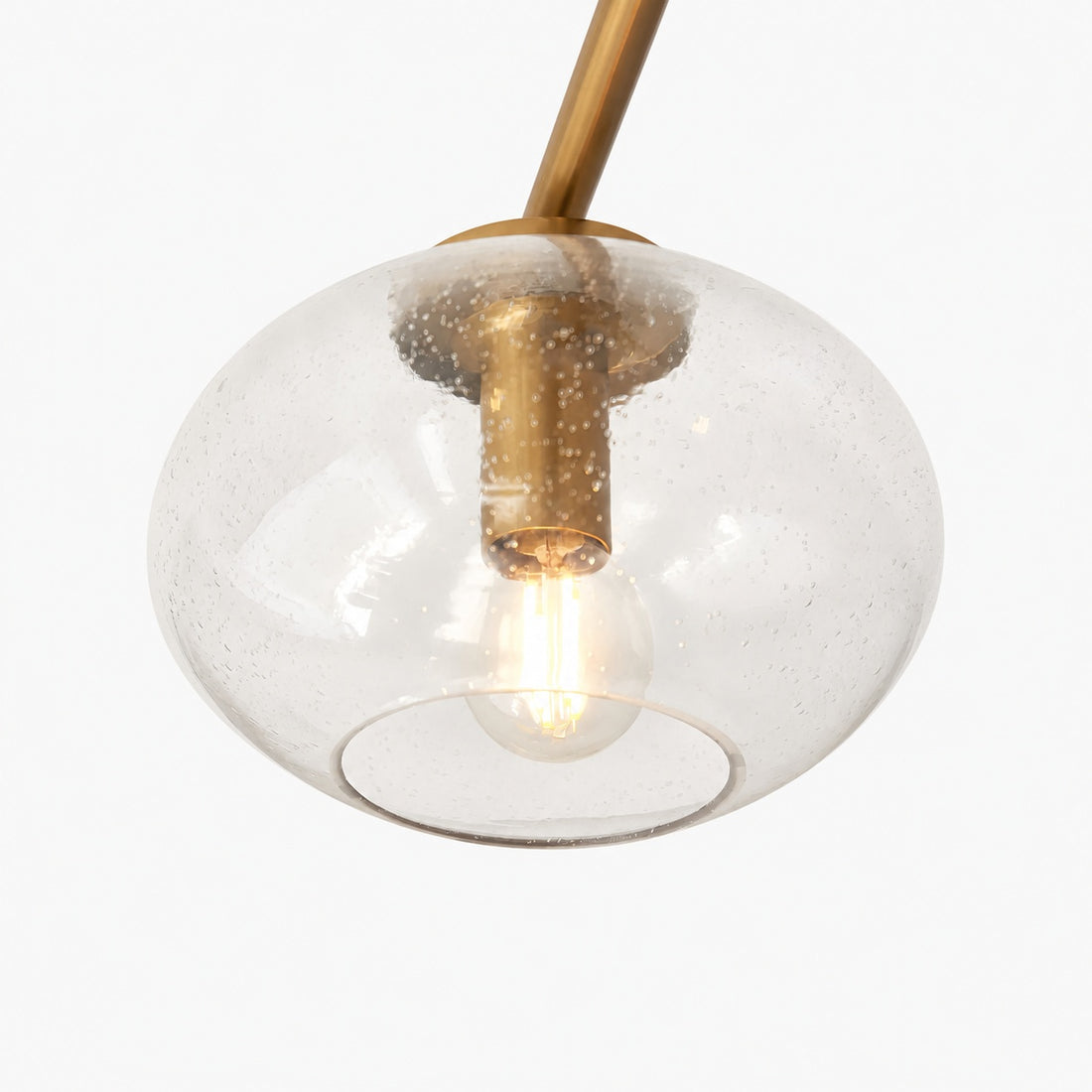 Bublaris Bubble-Glass Semi-Flush Ceiling Light - Curved Brass Arms for Living Room or Hallway