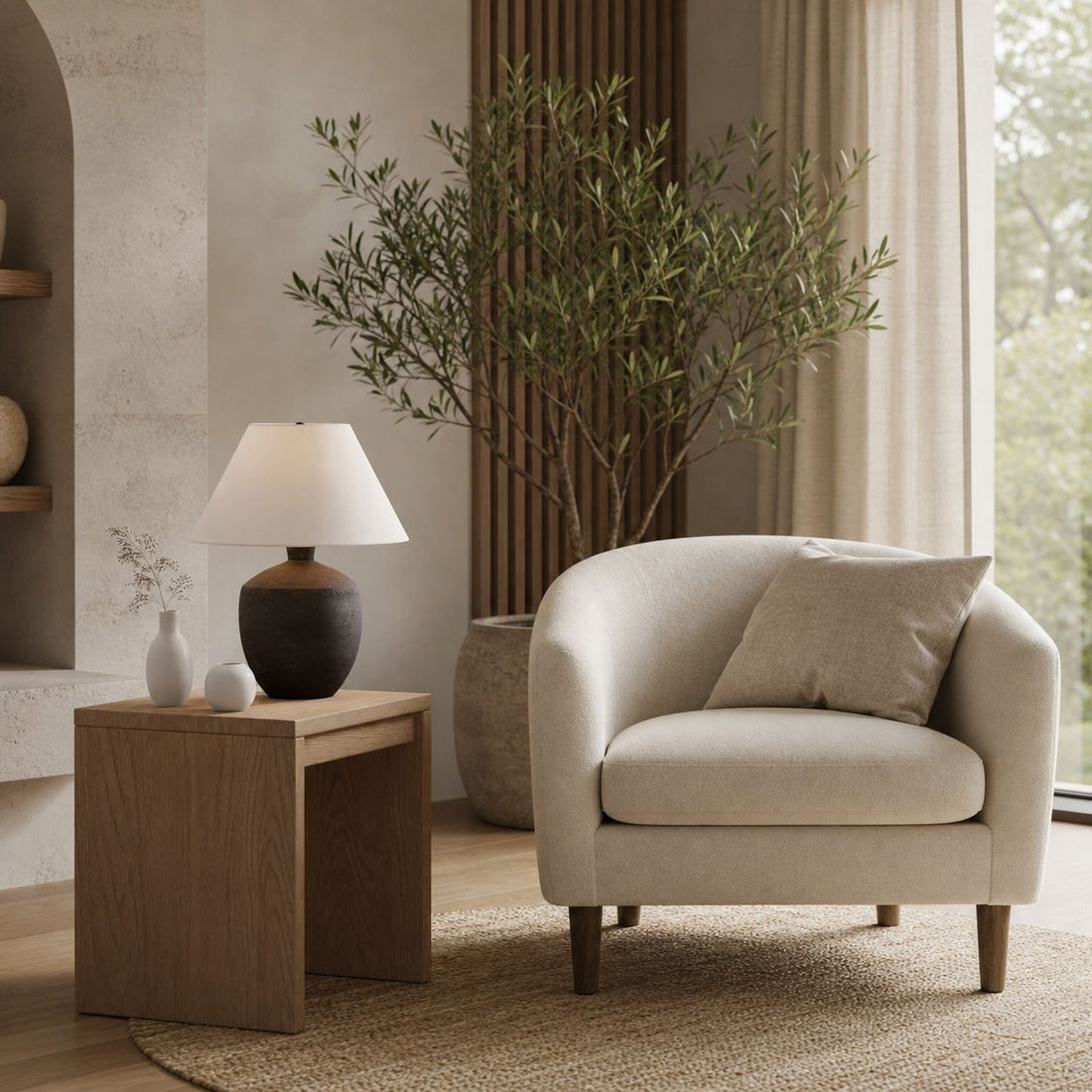 Ceruna Modern Ceramic Table Lamp – Sculptural Body Clean Finish for Entryway and Lounge