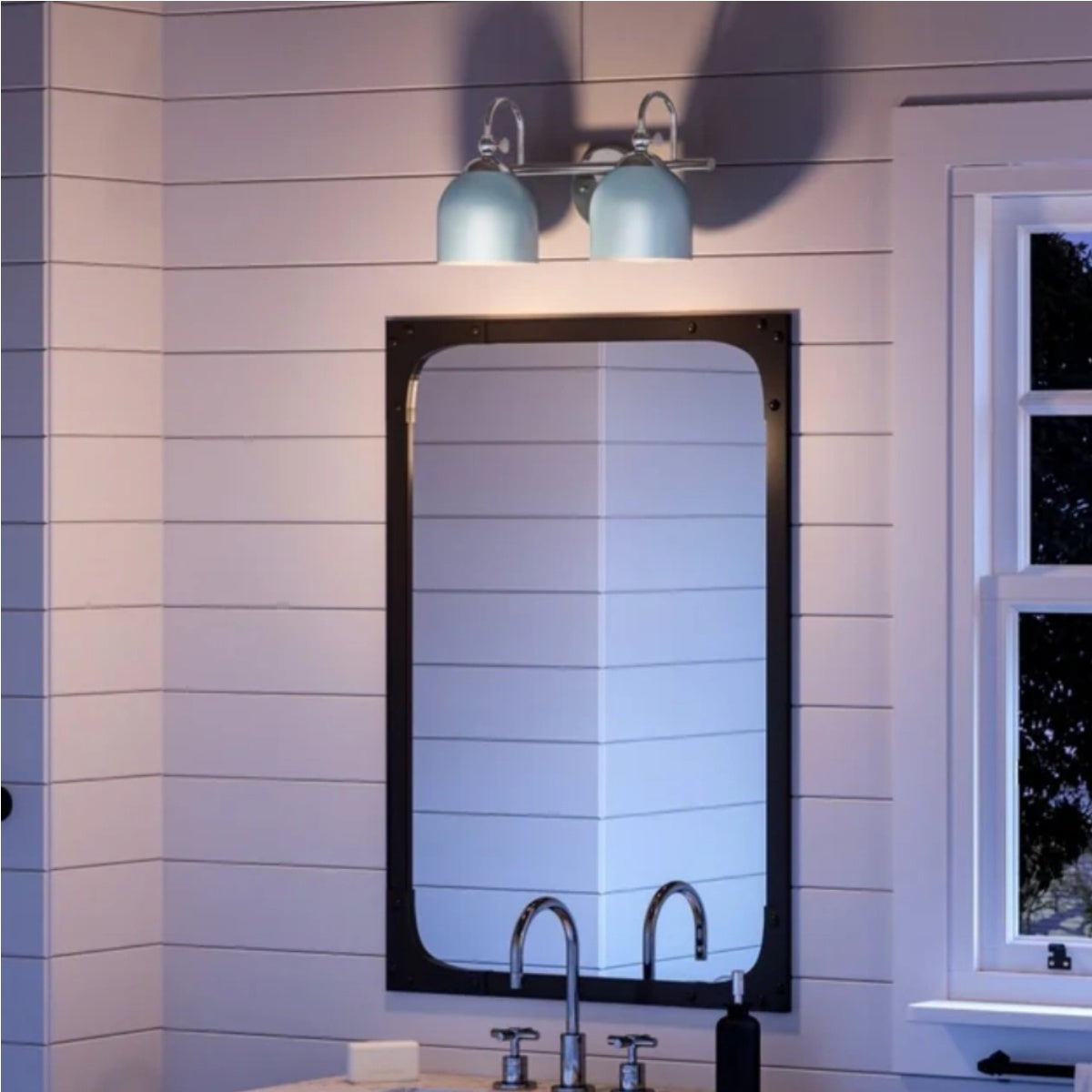 Farmhouse Metal Shade Bath Vanity Light - Chrome Polished Wall Sconce