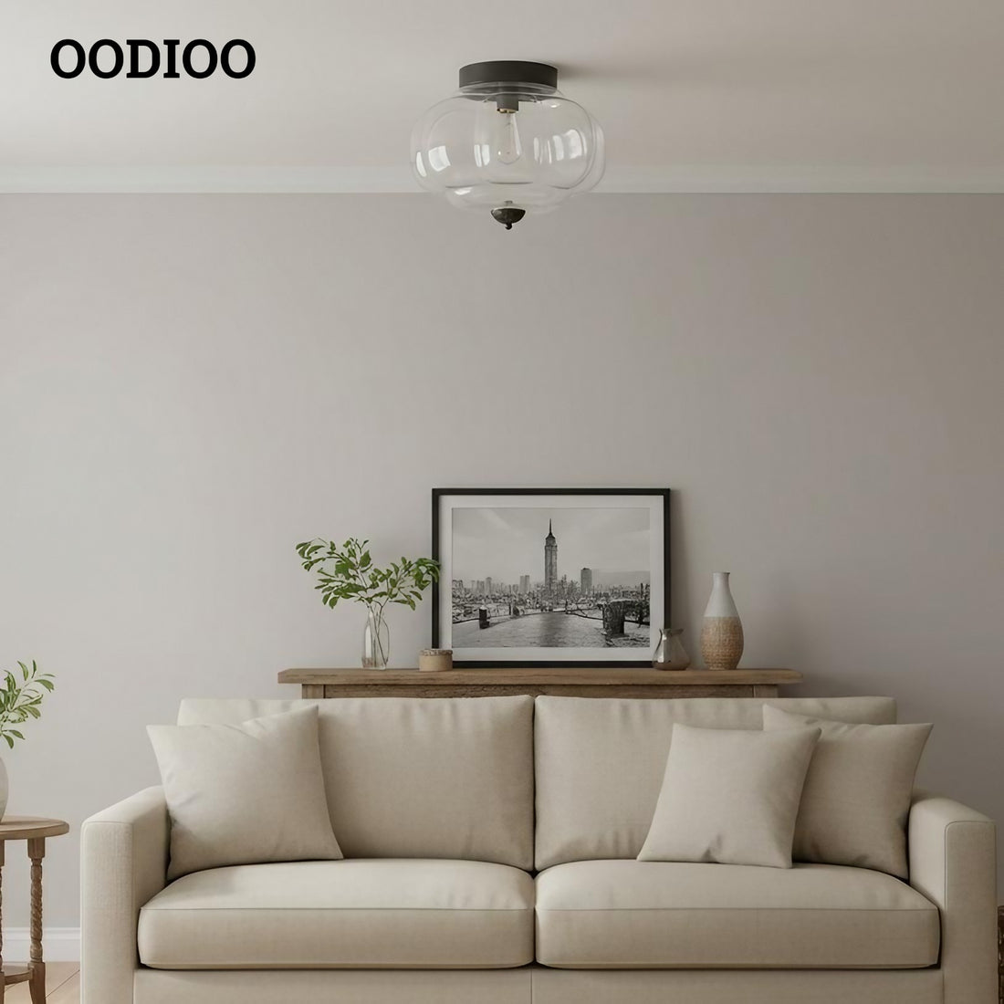 Eloise Retro Milk Glass Semi Flush Mount Ceiling Light