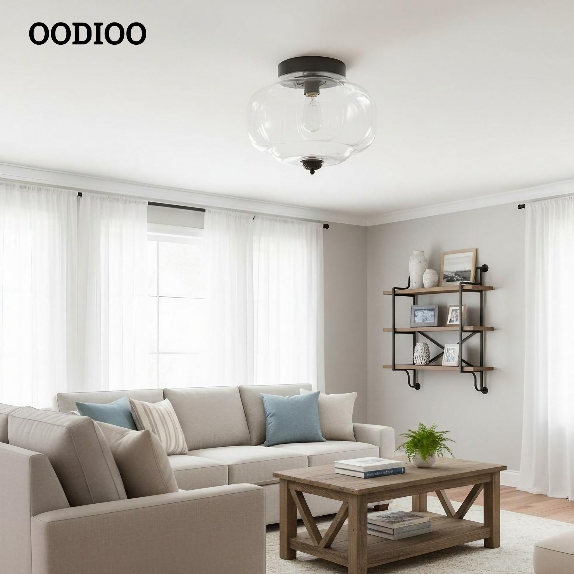 Eloise Retro Milk Glass Semi Flush Mount Ceiling Light