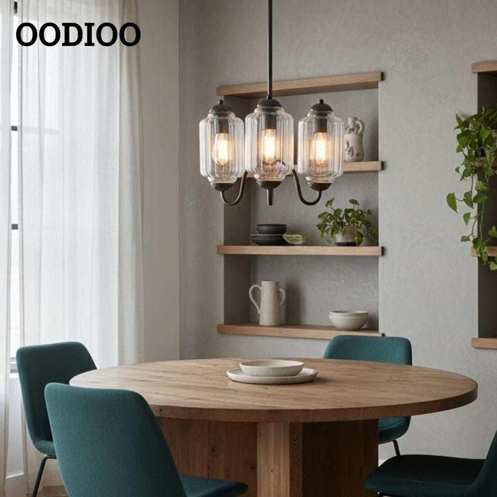 Three-Light Eloise Vintage Chandelier With Milk Glass Shades