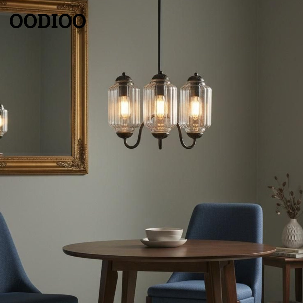 Three-Light Eloise Vintage Chandelier With Milk Glass Shades