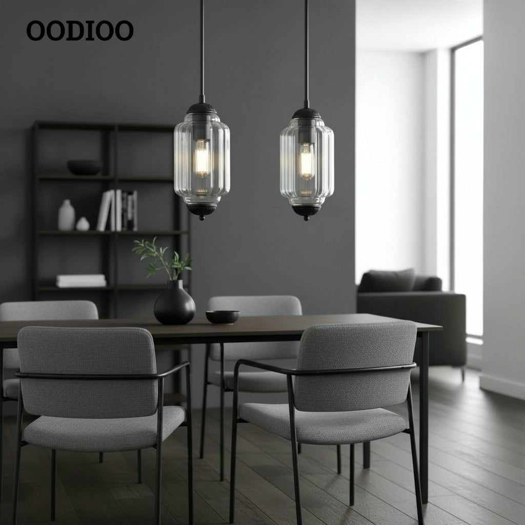 Eloise Simple Glass Irregular Lantern Pendant Lamp