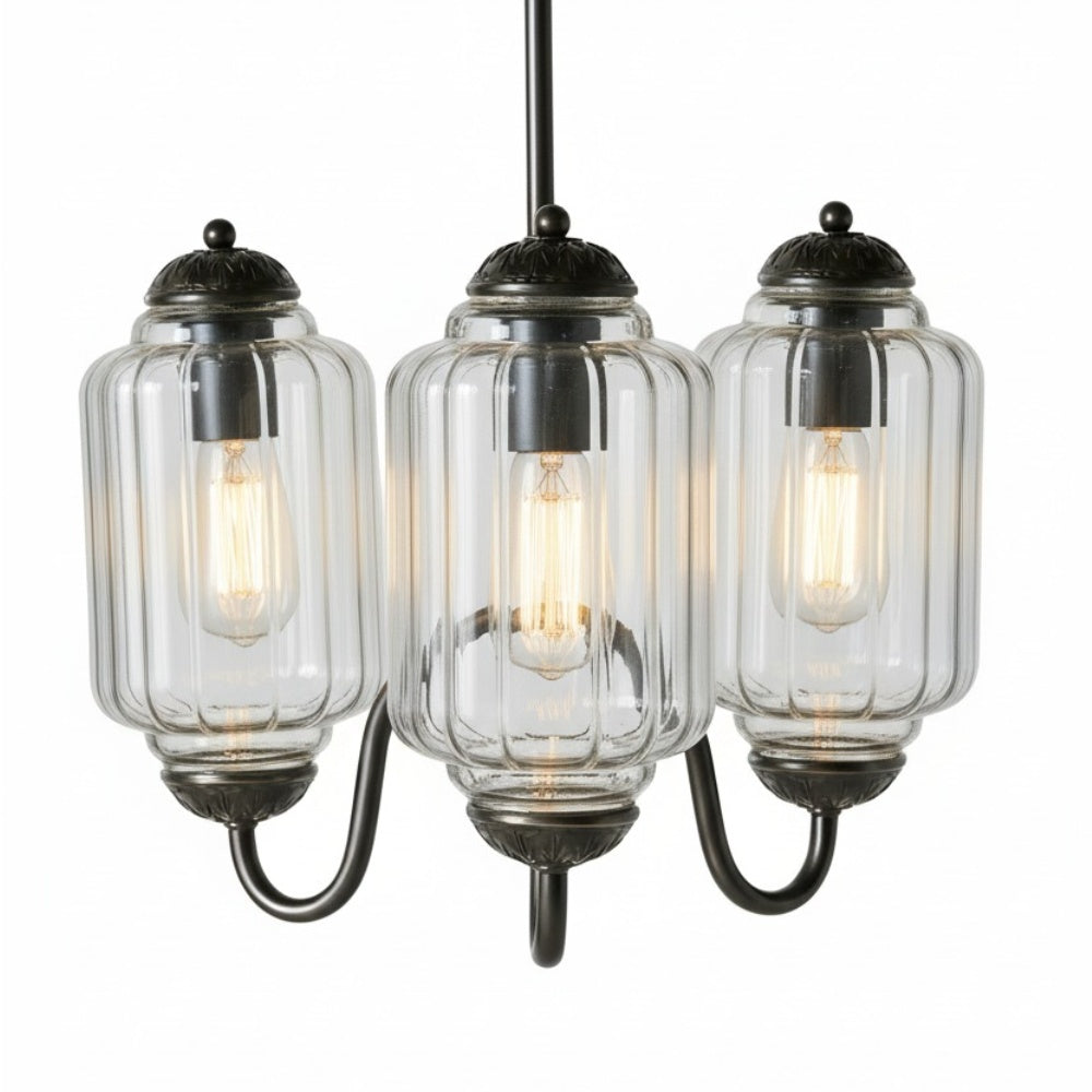 Three-Light Eloise Vintage Chandelier With Milk Glass Shades